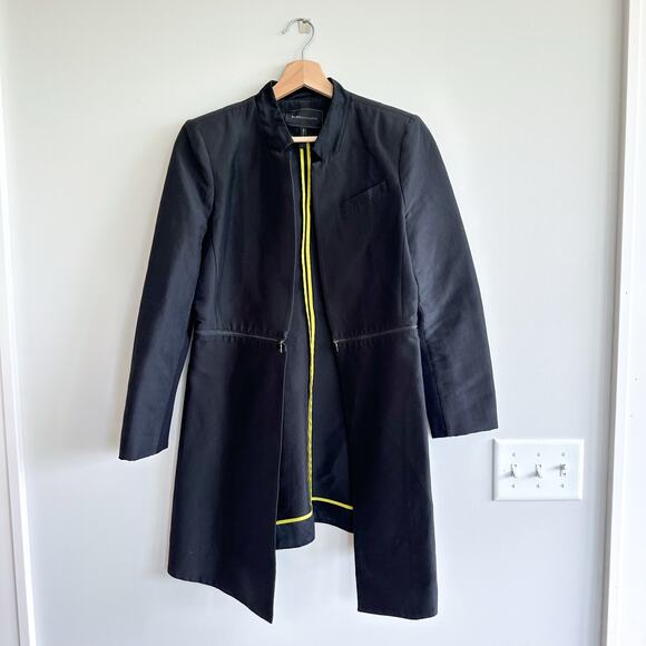 BCBGMAXAZRIA Arelia Silk Blend Zip Waist A-Line Essential Jacket Black M - Picture 2 of 7